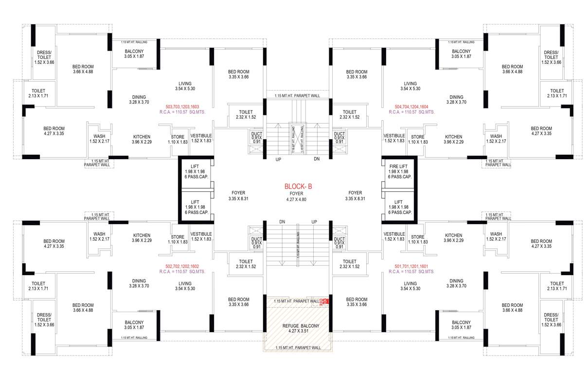  swati premier Block B Cluster Plan From 5th, 7th, 12th To 16th Floor