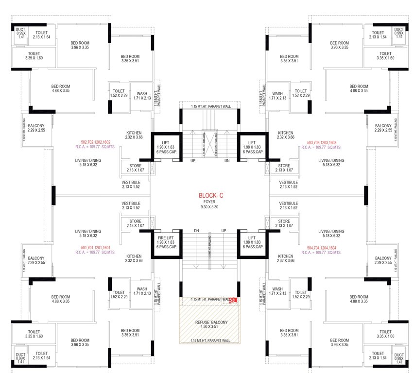  swati premier Block C Cluster Plan From 5th, 7th, 12th To 16th Floor