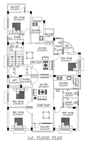  thirumala-flats-ii Thirumala Flats II Cluster Plan for 1st Floor