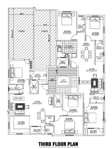  thirumala-flats-ii Thirumala Flats II Cluster Plan for 3rd Floor