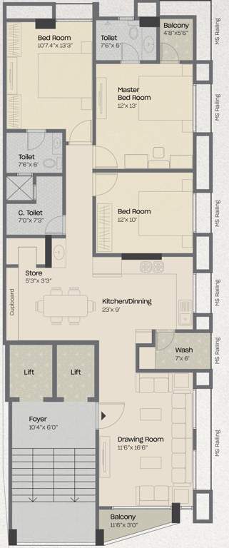  chandraraj apartments Chandraraj Apartments Typical Cluster Plan