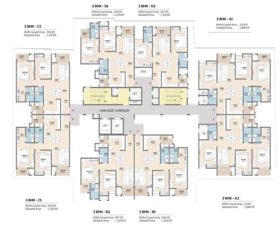  millennial homes 2 0 Tower 1 & 2 Cluster Plan from 1st to 17th Floor