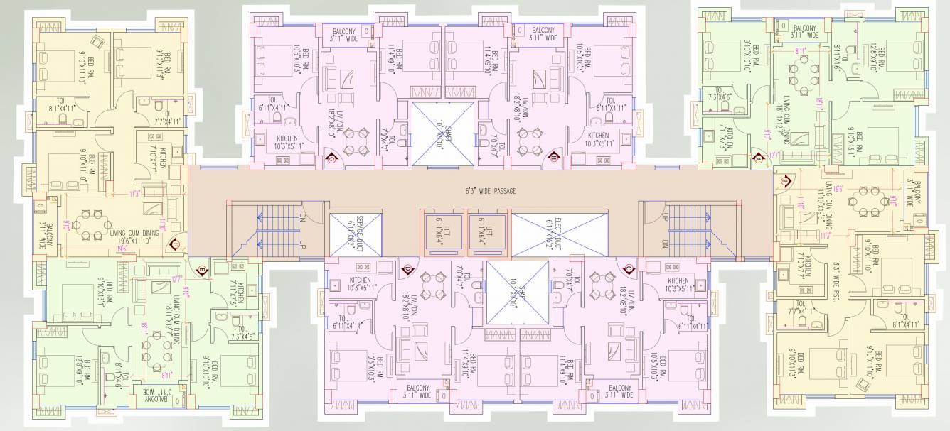 city birati phase 2 Cluster Plan For Block 2 For Typical Floor Plan