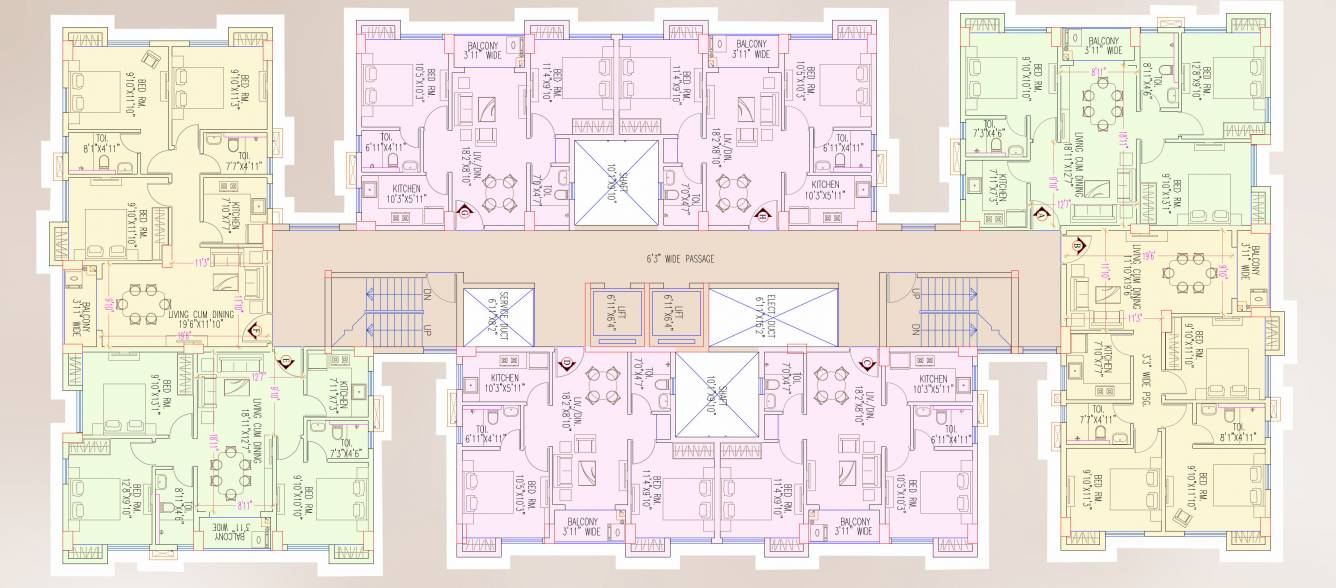 city birati phase 2 Cluster Plan For Block 3 For Typical Floor Plan