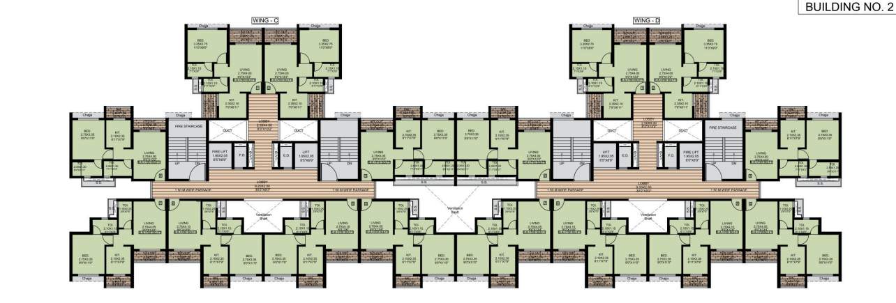  hill creast Building No 2   C Wing And D Wing Cluster Plan From 1st To 15th Floor