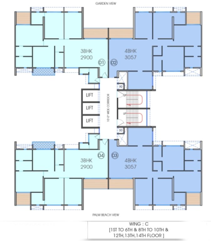  palm beach Wing C Cluster Plan From 1st To 14th Floor Expect  7th & 11th