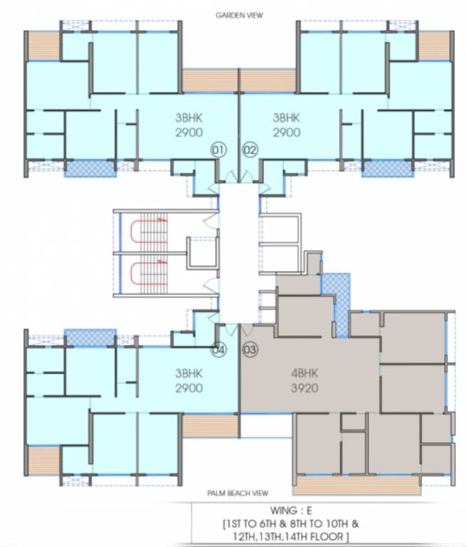  palm beach Wing E Cluster Plan  From 1st To 14th Floor Expect 1st & 7th