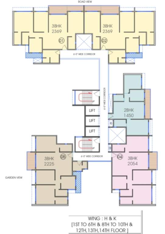  palm beach Wing H + K Cluster Plan  From 1st To 14th Floor Expect 7th &11th