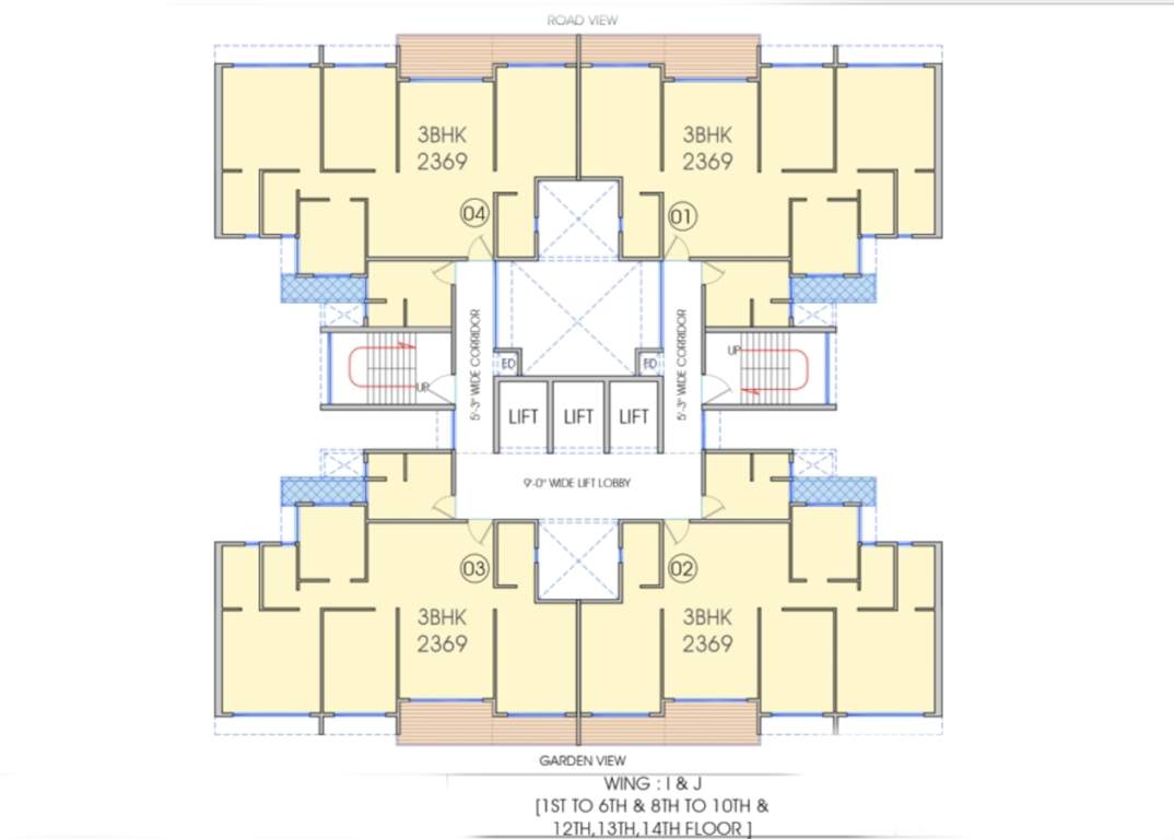  palm beach Wing I + J Cluster Plan  From 1st To 14th Floor Expect 7th &11th