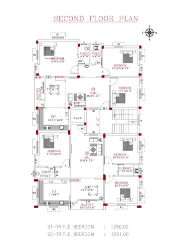  poongovil-flats Poongovil Flats Cluster Plan for 2nd Floor