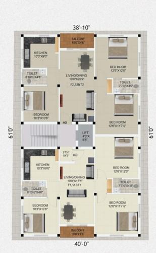  sai-ranga-flats Sai Ranga Flats Cluster Plan from 1st to 3rd Floor