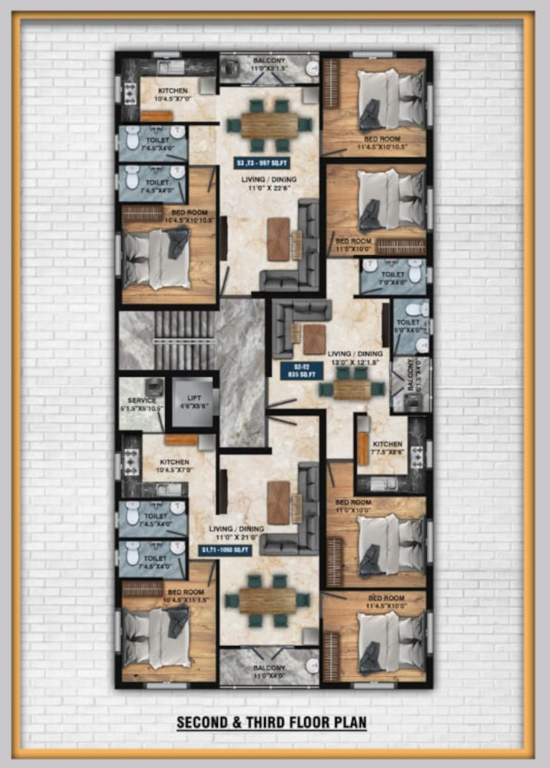  sri mahalakshmi flats Sri Mahalakshmi Flats Cluster Plan from 2nd to 3rd Floor