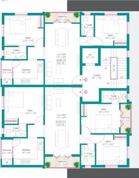  harshidha Block A Cluster Plan from 1st to 3rd Floor