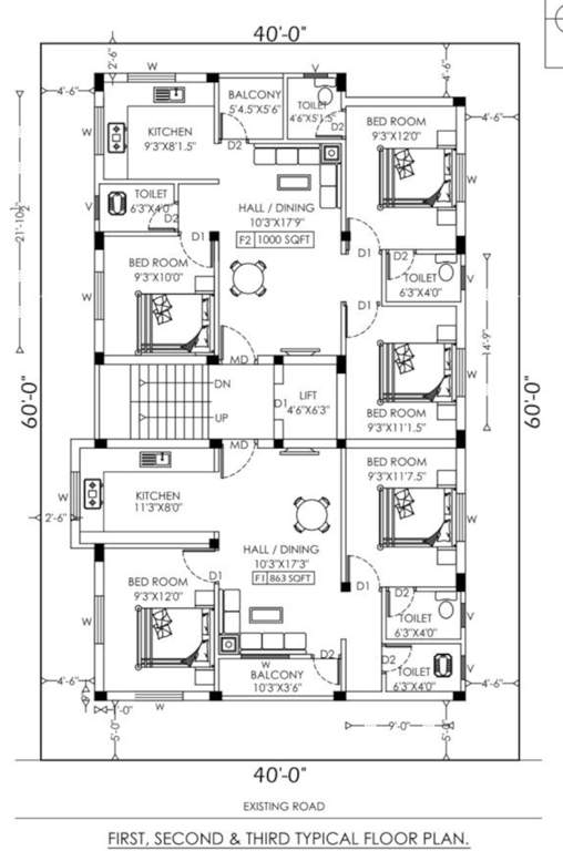  meenakshi illam Meenakshi Illam Cluster Plan from 1st to 3rd Floor