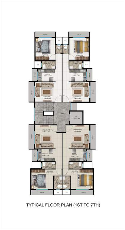  amor Manzil  Amor Cluster Plan from 1st to 7th Floor