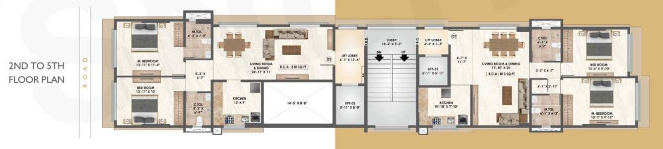  19 degree north Ambadevi CHSL Cluster Plan from 2nd to 5th Floor