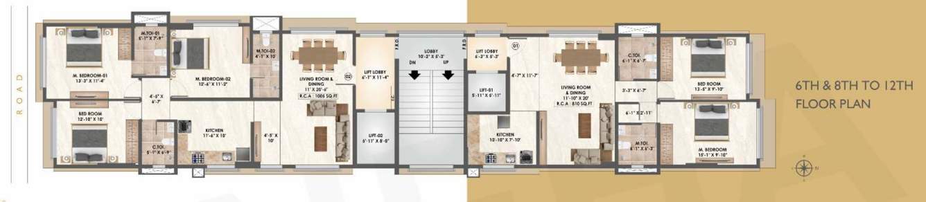  19 degree north Ambadevi CHSL Cluster Plan from 6th to 8th Floor