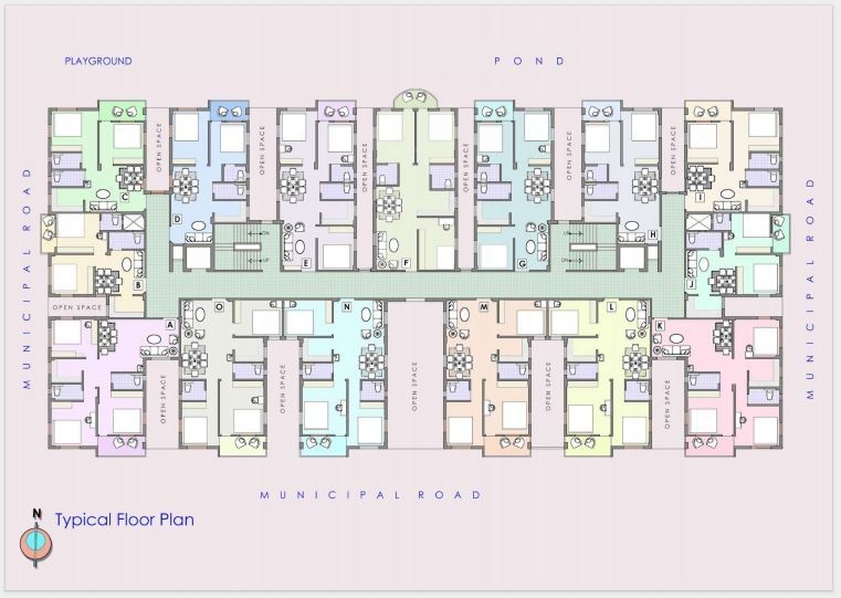  purbasha heights Block A Cluster Plan for Typical Floor