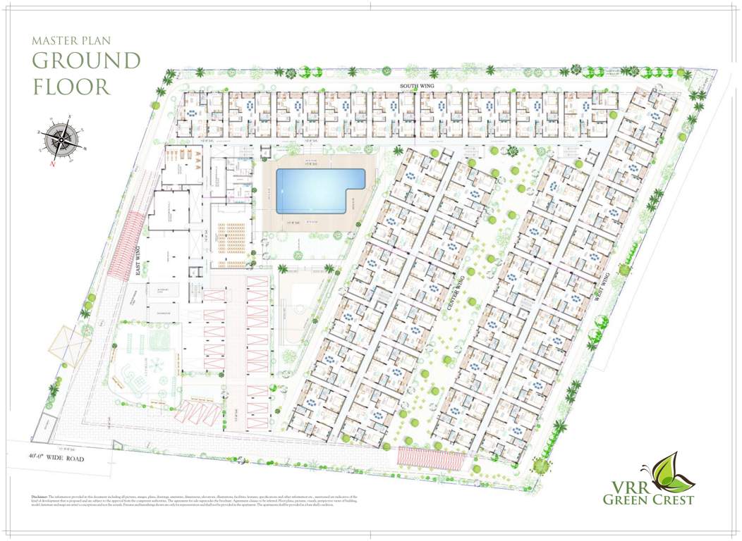  green crest East Wing To South Wing Cluster Plan for ground Floor
