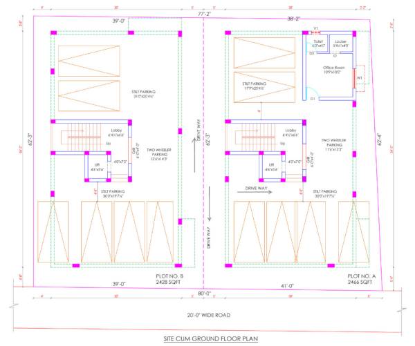  diamond Block 1 & 2 Ground Floor Cluster Plan