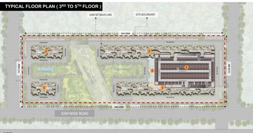  east-lalbag Tower 1,2,3,4 & 5 Cluster Plan from 3rd to 5th Floor