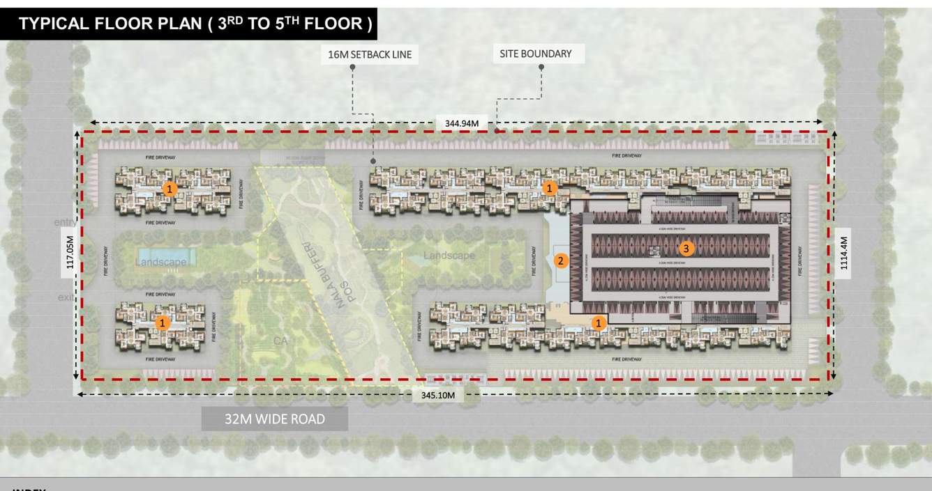  east lalbag Tower 1,2,3,4 & 5 Cluster Plan from 3rd to 5th Floor