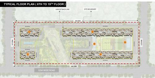  east-lalbag Tower 1 ,2,3,4 & 5 Cluster Plan from 6th to 19th Floor