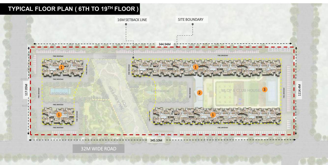  east lalbag Tower 1 ,2,3,4 & 5 Cluster Plan from 6th to 19th Floor