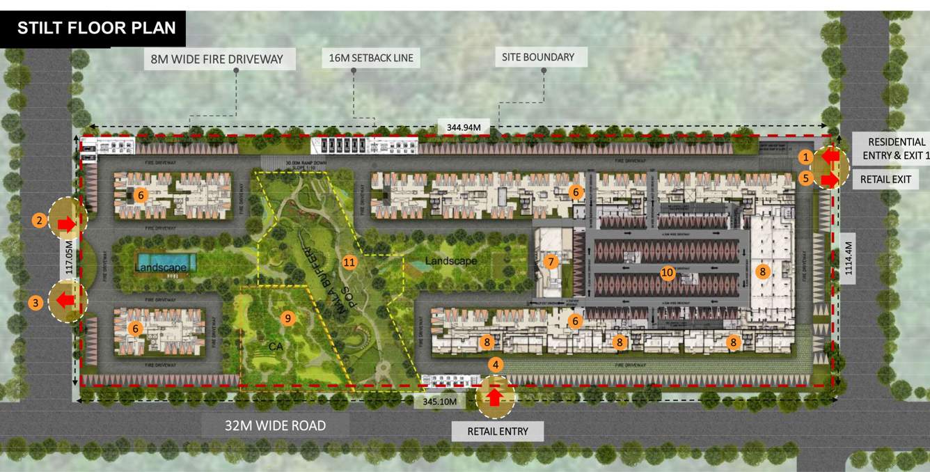  east lalbag Tower 1,2,3,4 & 5 Stilt Floor Cluster Plan