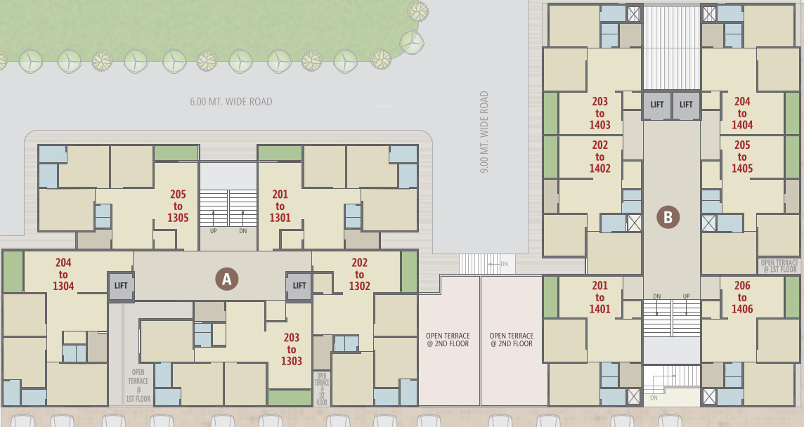  pushpam heights Block A  And B Cluster Plan For Typical Floor