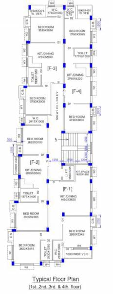  apartment Apartment Cluster Plan from 1st to 4th Floor