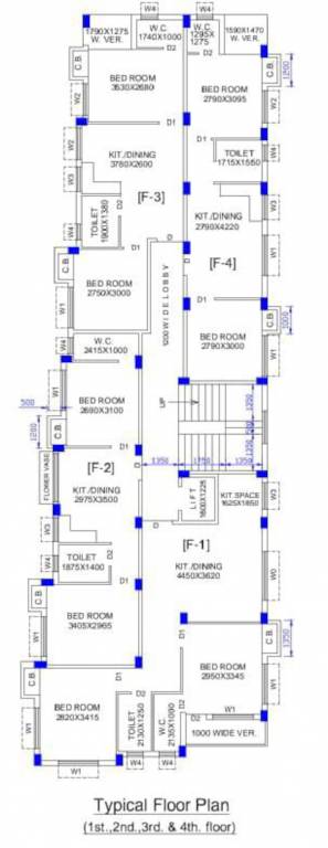  apartment Apartment Cluster Plan from 1st to 4th Floor