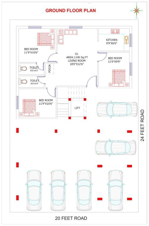  rose Rose Ground Floor Cluster Plan