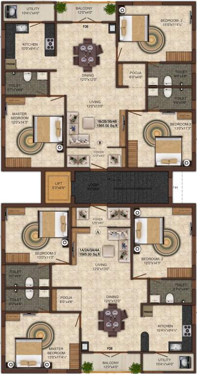 kurinji bliss Kurinji Bliss Cluster Plan For Typical Floor Plan