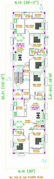  vishwa-flats Block - A Cluster Plan From 1st To 3rd Floor