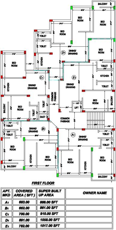  chameli apartment Chameli Apartment Cluster Plan For 1st Floor