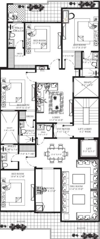  loukya homes luxury builder floor 11 Loukya Homes Luxury Builder Floor 11 Cluster Plan For Typical Floor Plan