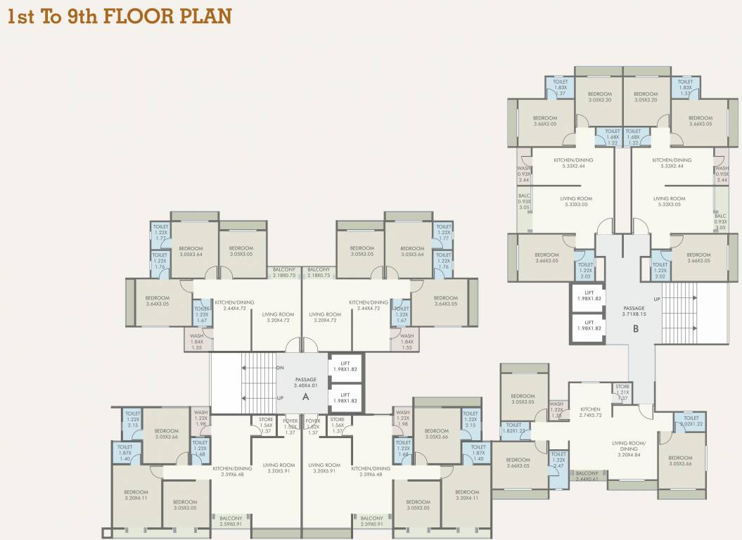  caladium green A, B Cluster Plan From 1st To 9th Floor