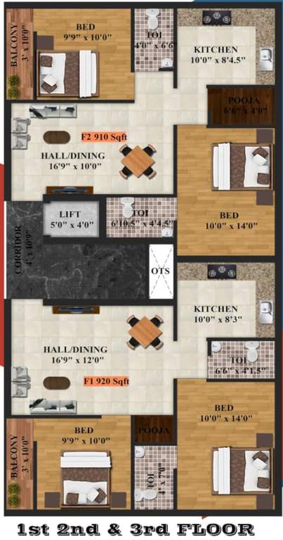  housing Venketesh Housing Cluster Plan from 1st to 3rd Floor