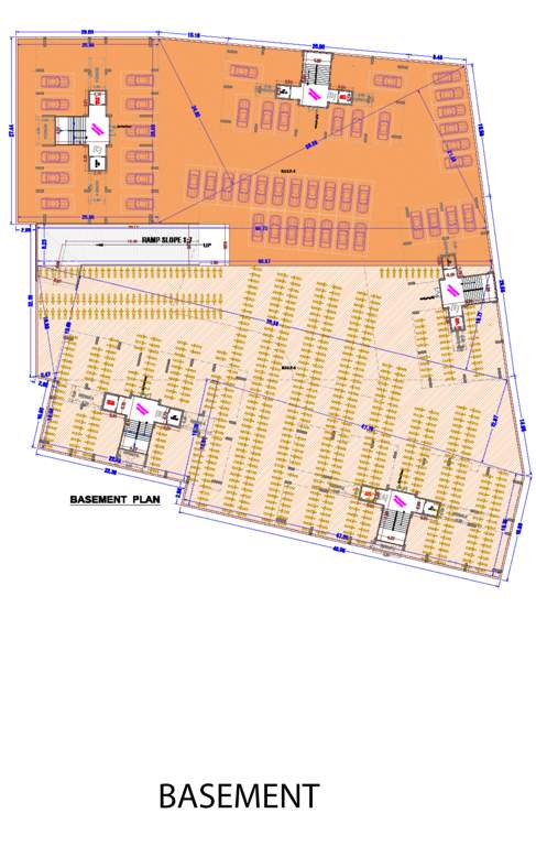 tulip residency Block A, Block B, Block C, Block D Basement Cluster Plan