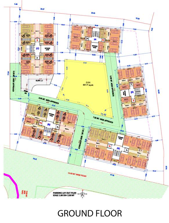 tulip residency Block A, Block B, Block C, Block D Cluster Plan for ground Floor