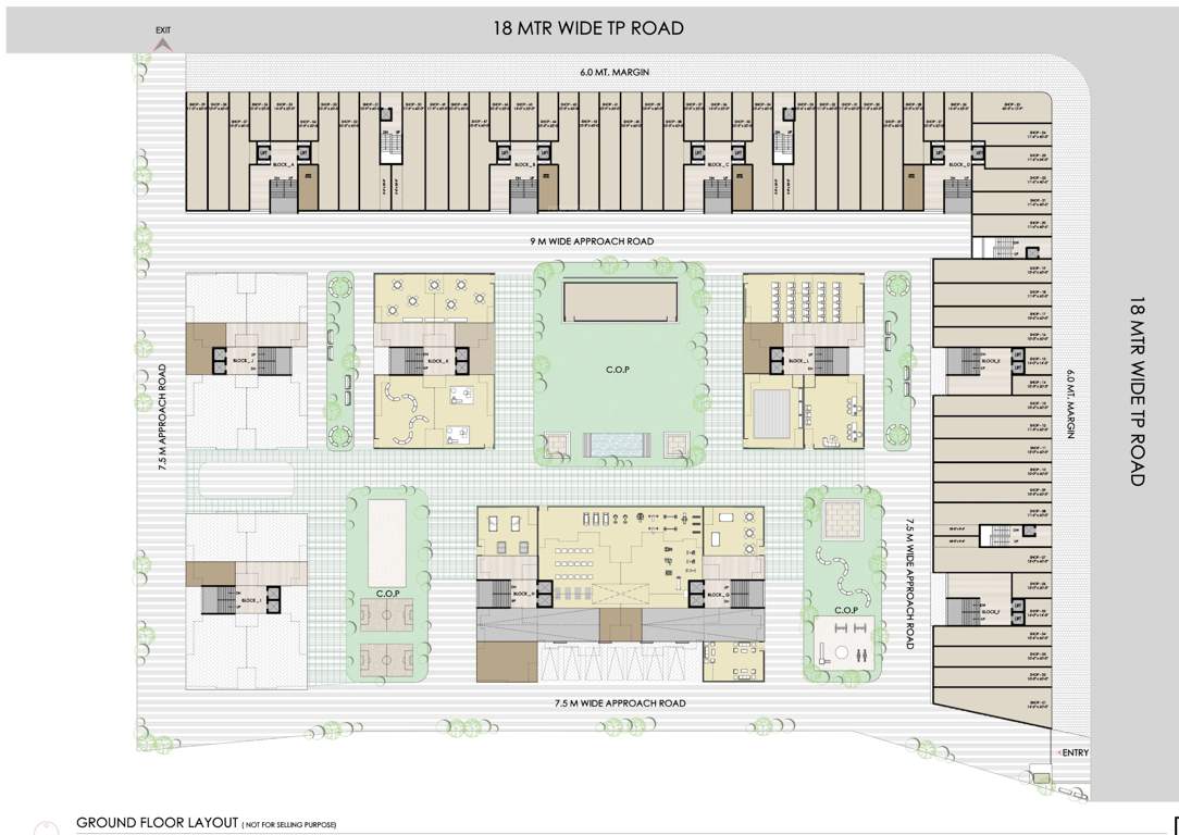  gradient Block A, Block B, Block C, Block D, Block E, Block F, Block G, Block H, Block I, Block J, Block K, Block L Cluster Plan for ground Floor