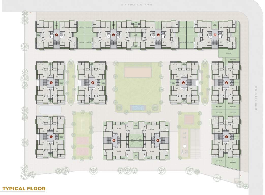  gradient Block A, Block B, Block C, Block D, Block E, Block F, Block G, Block H, Block I, Block J, Block K, Block L Cluster Plan from 1st to 14th Floor