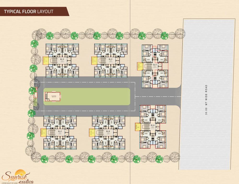  exotica Block A To F Cluster Plan for Typical Floor