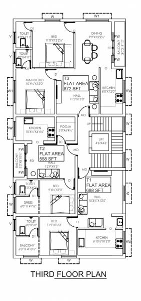  madhava-residency Madhava Residency Cluster Plan for 3rd Floor