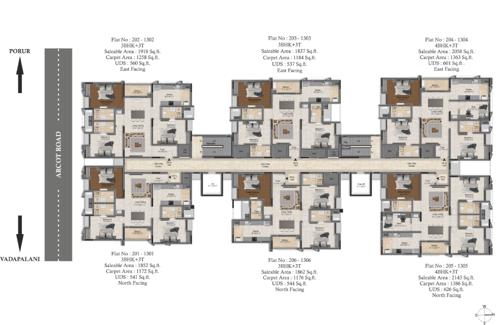  infinique Tower 1 & 2 Cluster Plan from 2nd to 13th Floor