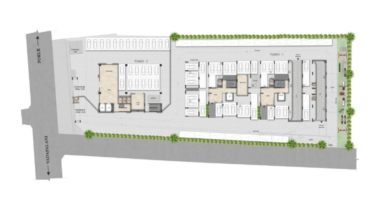  infinique Tower 1 & 2Cluster Plan for ground Floor
