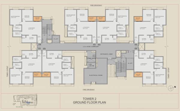  purva-elysian-fields Tower 2 Cluster Plan for ground Floor