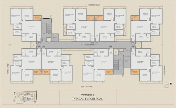  purva-elysian-fields Tower 2 Cluster Plan for Typical Floor