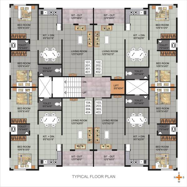  galaxy Building 1 Cluster Plan from 1st to 4th Floor